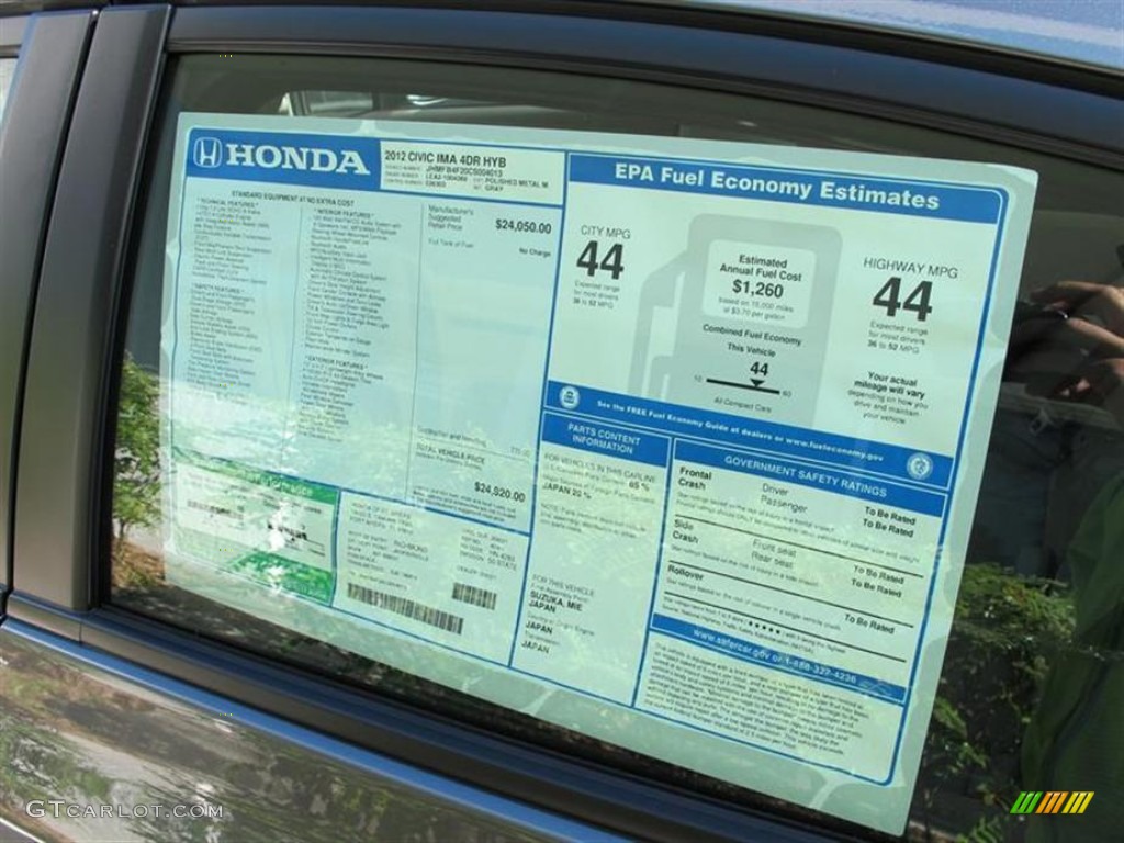 2012 Honda Civic Hybrid Sedan Window Sticker Photo #57288693