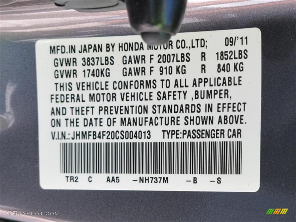2012 Civic Color Code NH737M for Polished Metal Metallic Photo #57288702