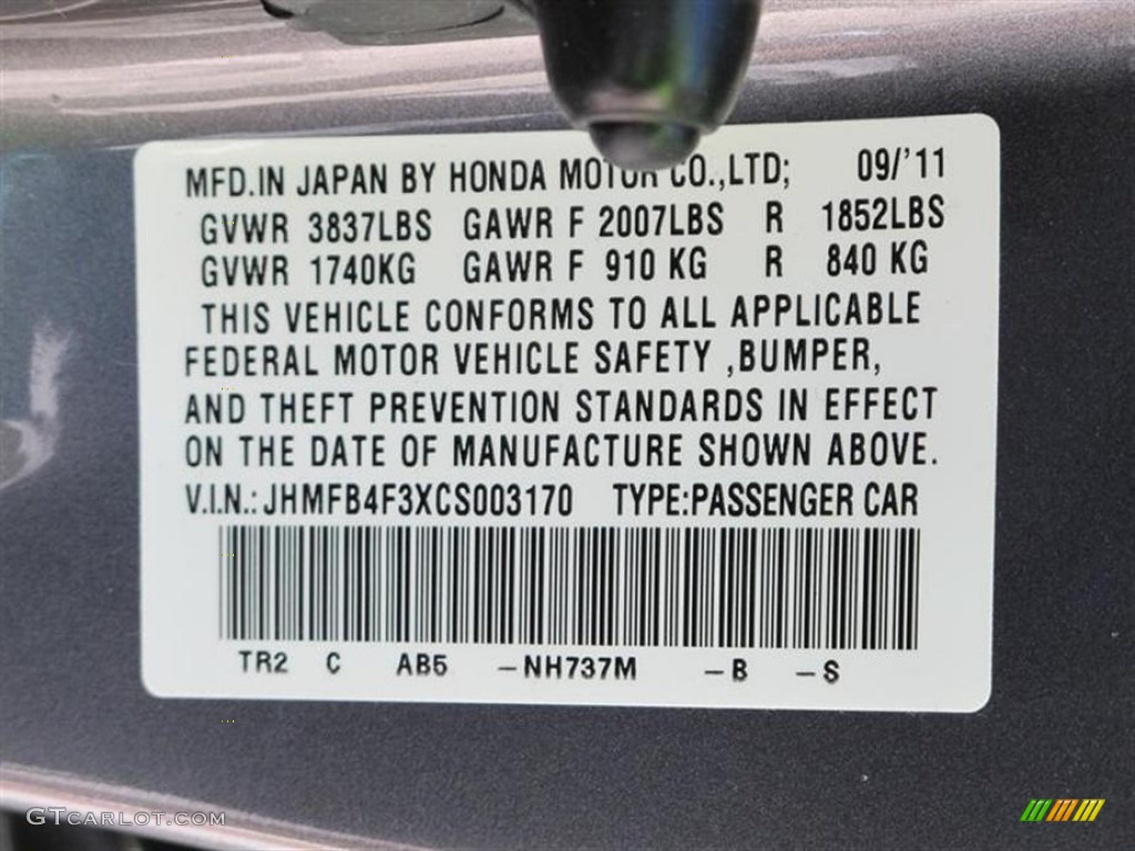 2012 Civic Color Code NH737M for Polished Metal Metallic Photo #57288799