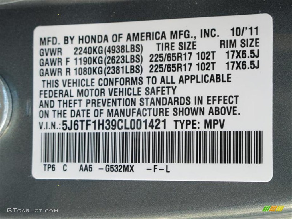 2012 Accord Color Code G532MX for Opal Sage Metallic Photo #57288888