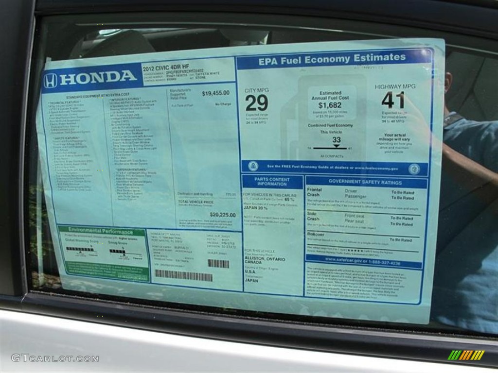 2012 Honda Civic HF Sedan Window Sticker Photos