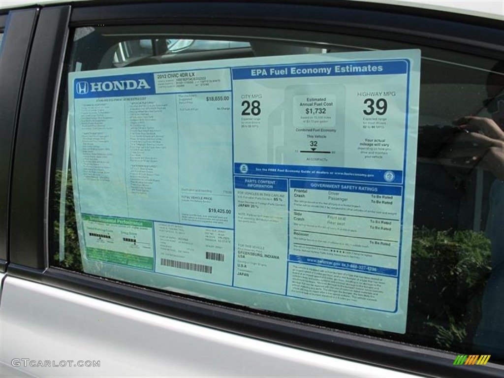 2012 Honda Civic LX Sedan Window Sticker Photo #57289656