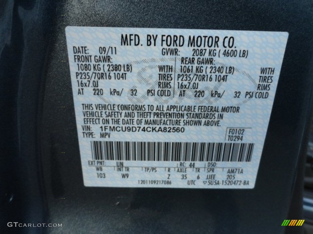2012 Escape Color Code UN for Steel Blue Metallic Photo #57292428