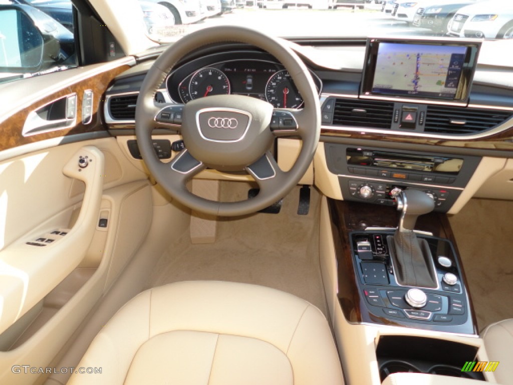 2012 Audi A6 3.0T quattro Sedan Velvet Beige Dashboard Photo #57303612