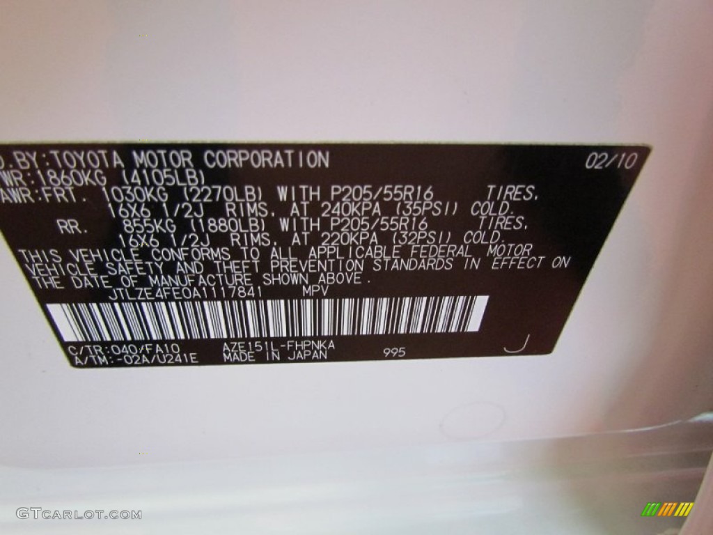 2010 xB Color Code 040 for Super White Photo #57306387