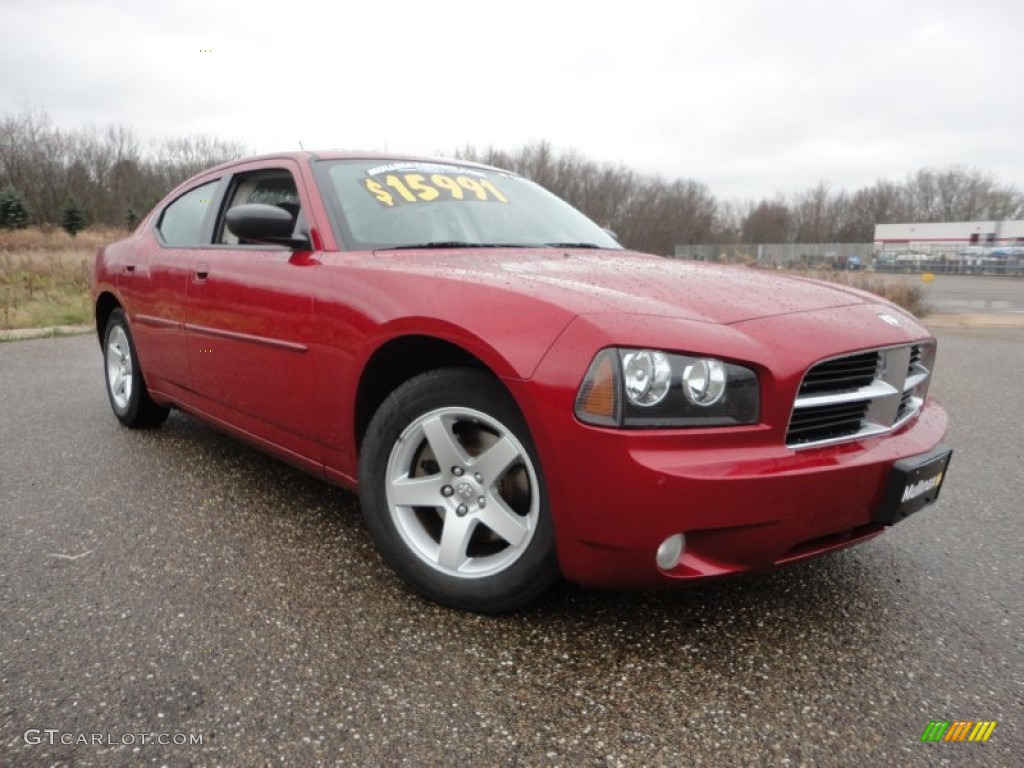 2008 Charger SXT - Inferno Red Crystal Pearl / Dark Slate Gray photo #1