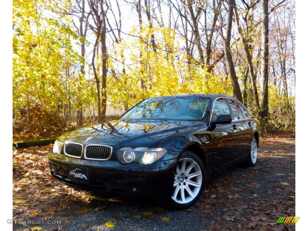 2002 7 Series 745i Sedan - Black Sapphire Metallic / Beige III photo #3