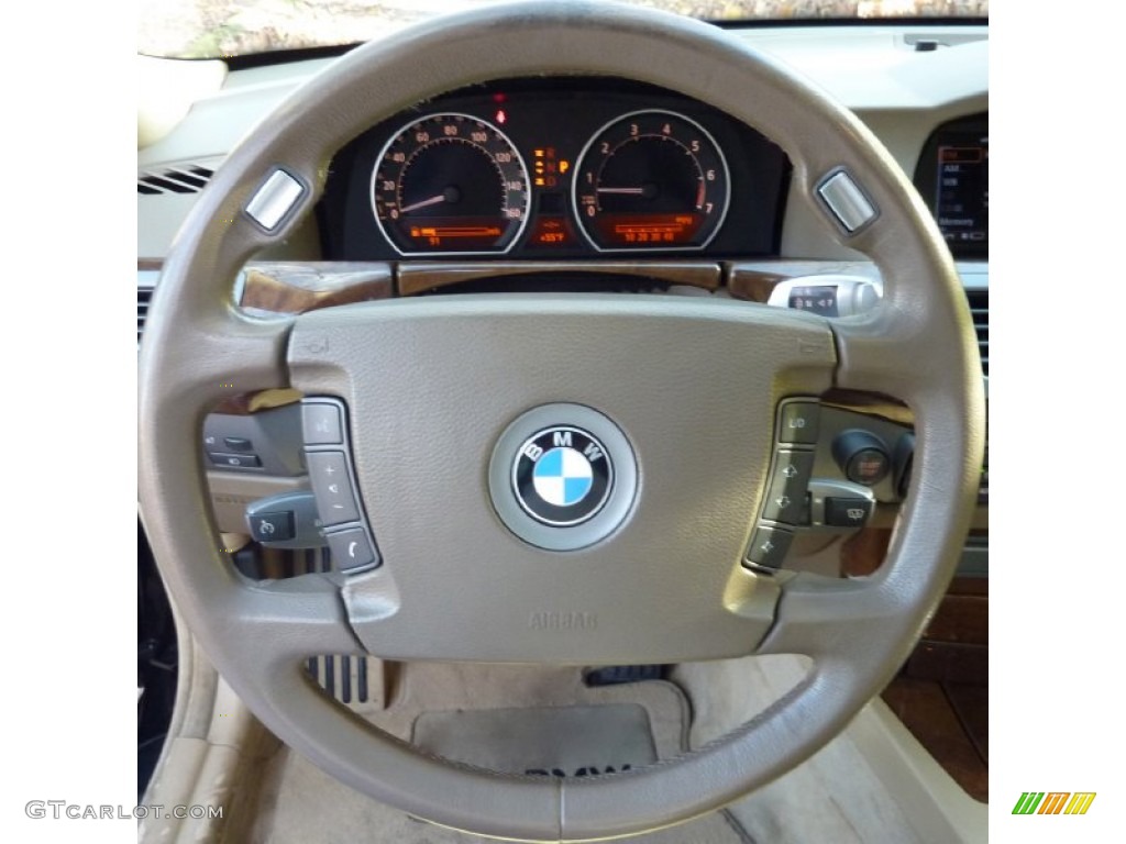 2002 7 Series 745i Sedan - Black Sapphire Metallic / Beige III photo #17