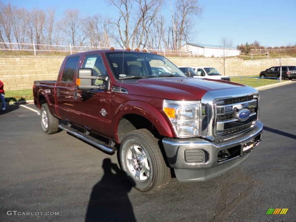 2012 F250 Super Duty Lariat Crew Cab 4x4 - Autumn Red Metallic / Adobe photo #7