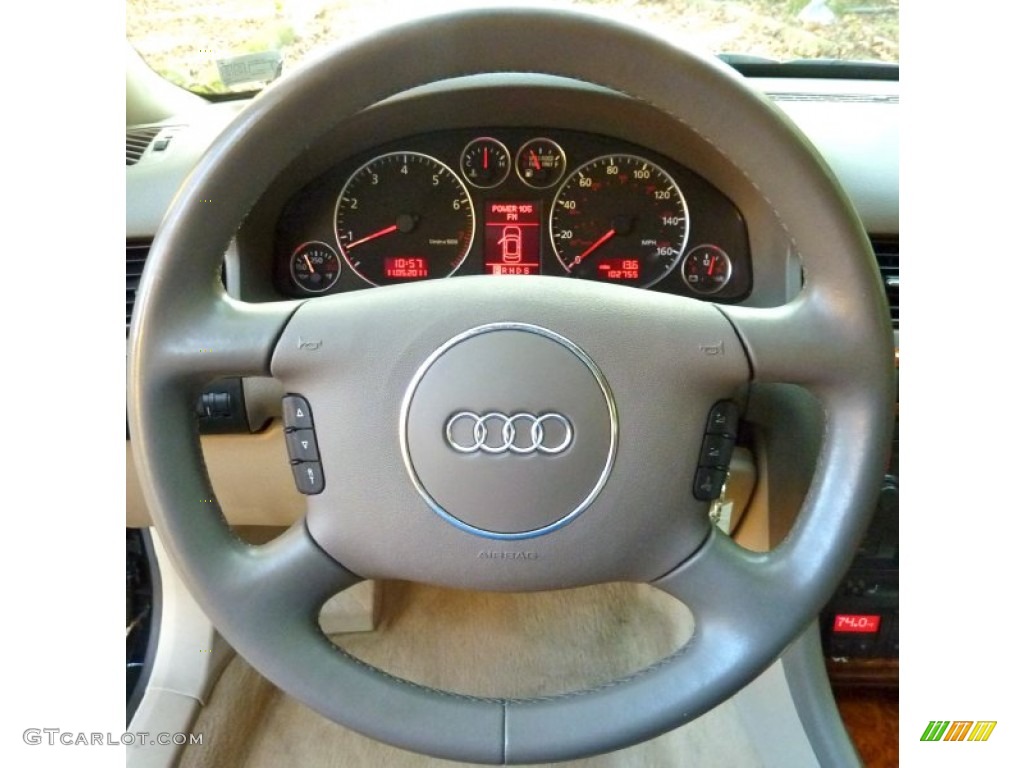 2004 Audi A6 2.7T quattro Sedan Beige Steering Wheel Photo #57326674