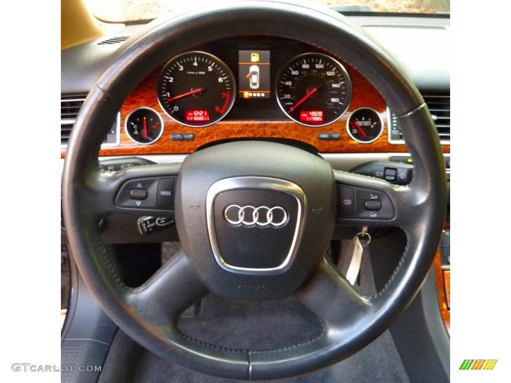 2006 Audi A8 4.2 quattro Black/Amaretto Steering Wheel Photo #57327871