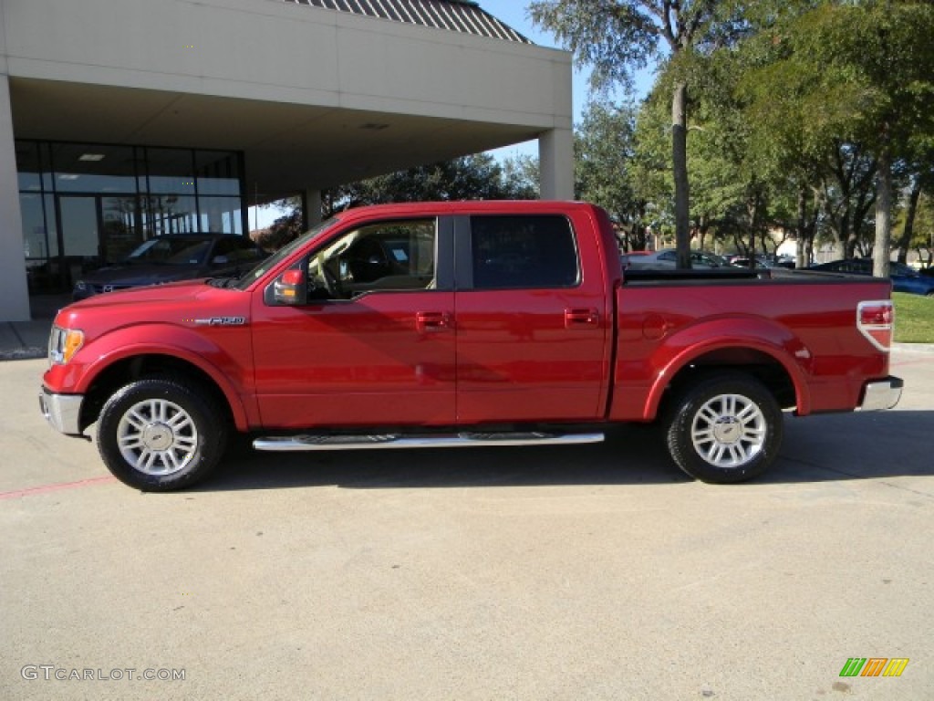 2010 F150 Lariat SuperCrew - Red Candy Metallic / Tan photo #5