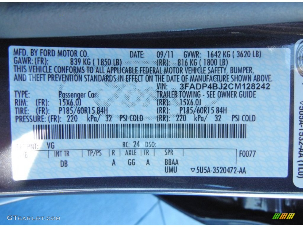 2012 Fiesta Color Code VG for Violet Grey Metallic Photo #57331214