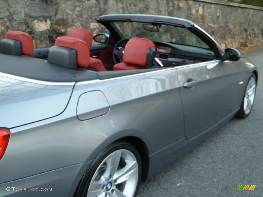 2007 3 Series 335i Convertible - Space Gray Metallic / Coral Red/Black photo #14