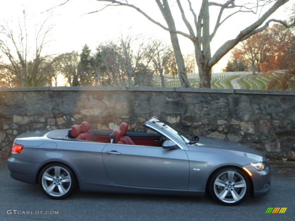 2007 3 Series 335i Convertible - Space Gray Metallic / Coral Red/Black photo #16