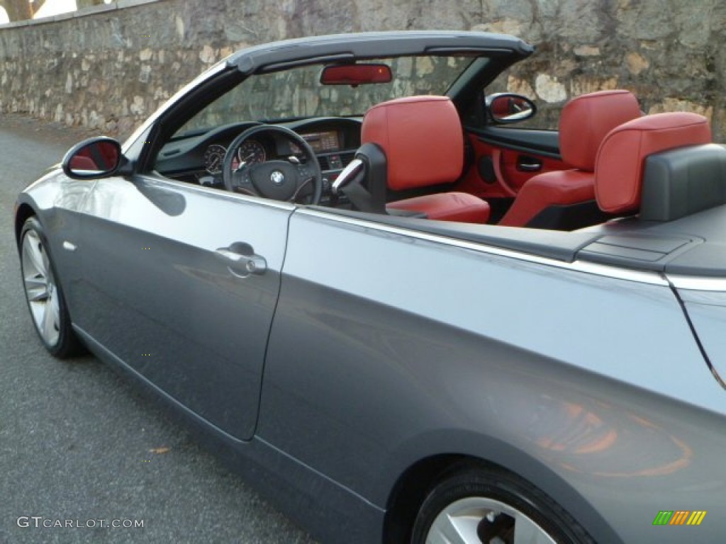 2007 3 Series 335i Convertible - Space Gray Metallic / Coral Red/Black photo #19