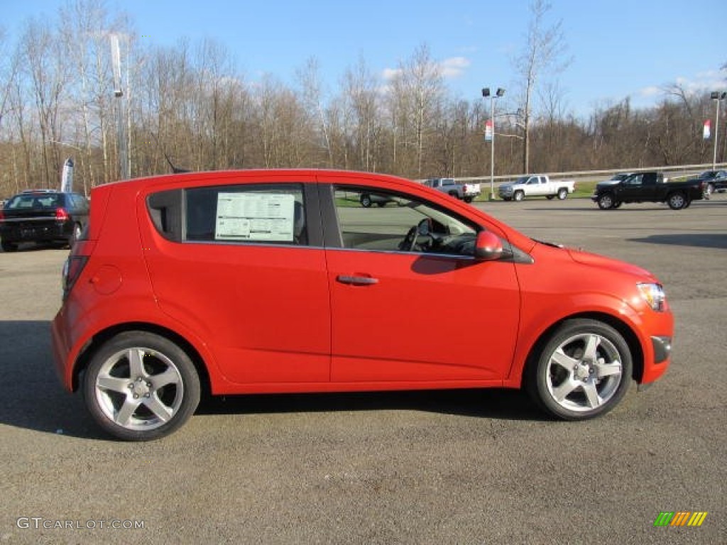 Inferno Orange Metallic 2012 Chevrolet Sonic LT Hatch Exterior Photo #57336189