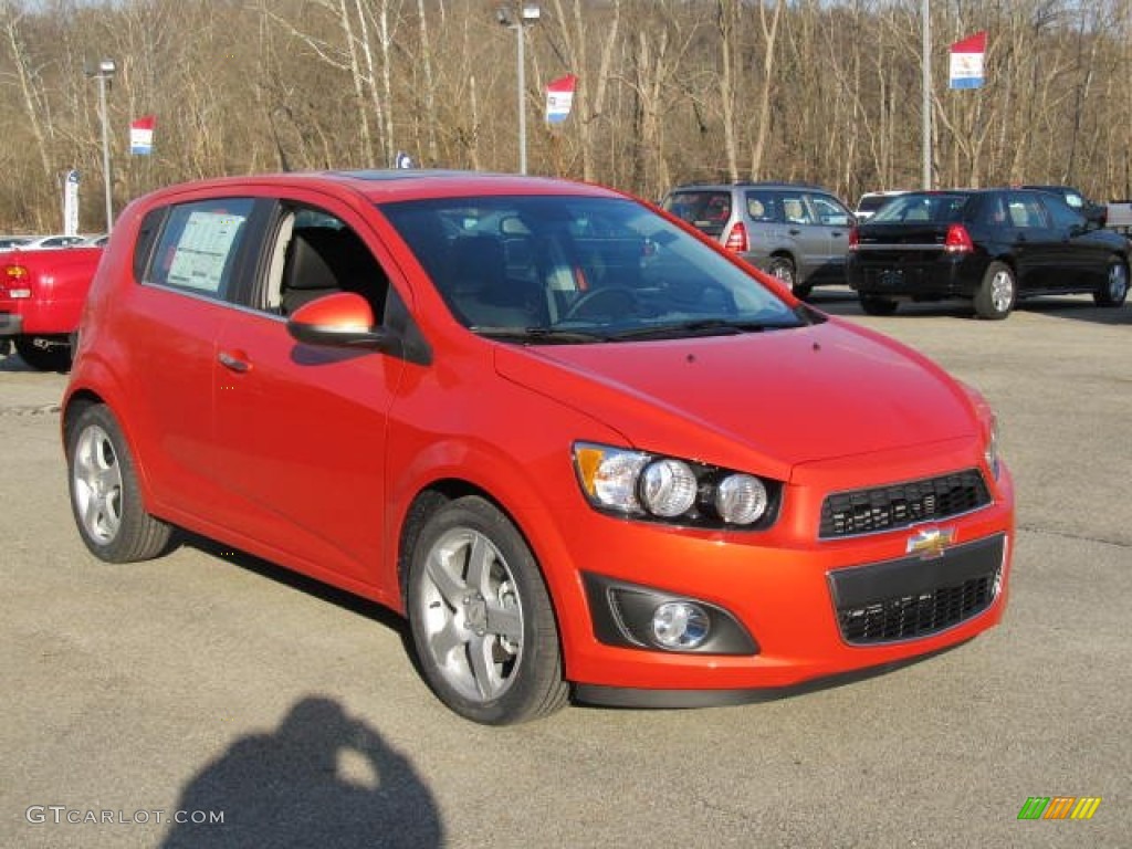 Inferno Orange Metallic 2012 Chevrolet Sonic LT Hatch Exterior Photo #57336198