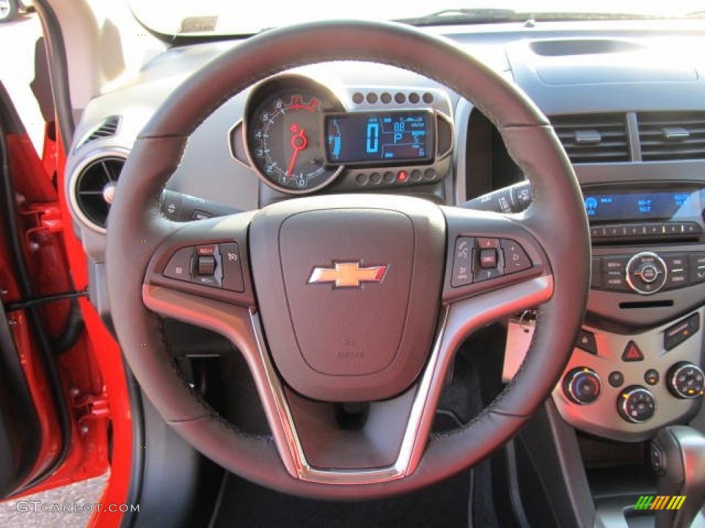 2012 Chevrolet Sonic LT Hatch Jet Black/Dark Titanium Steering Wheel Photo #57336243