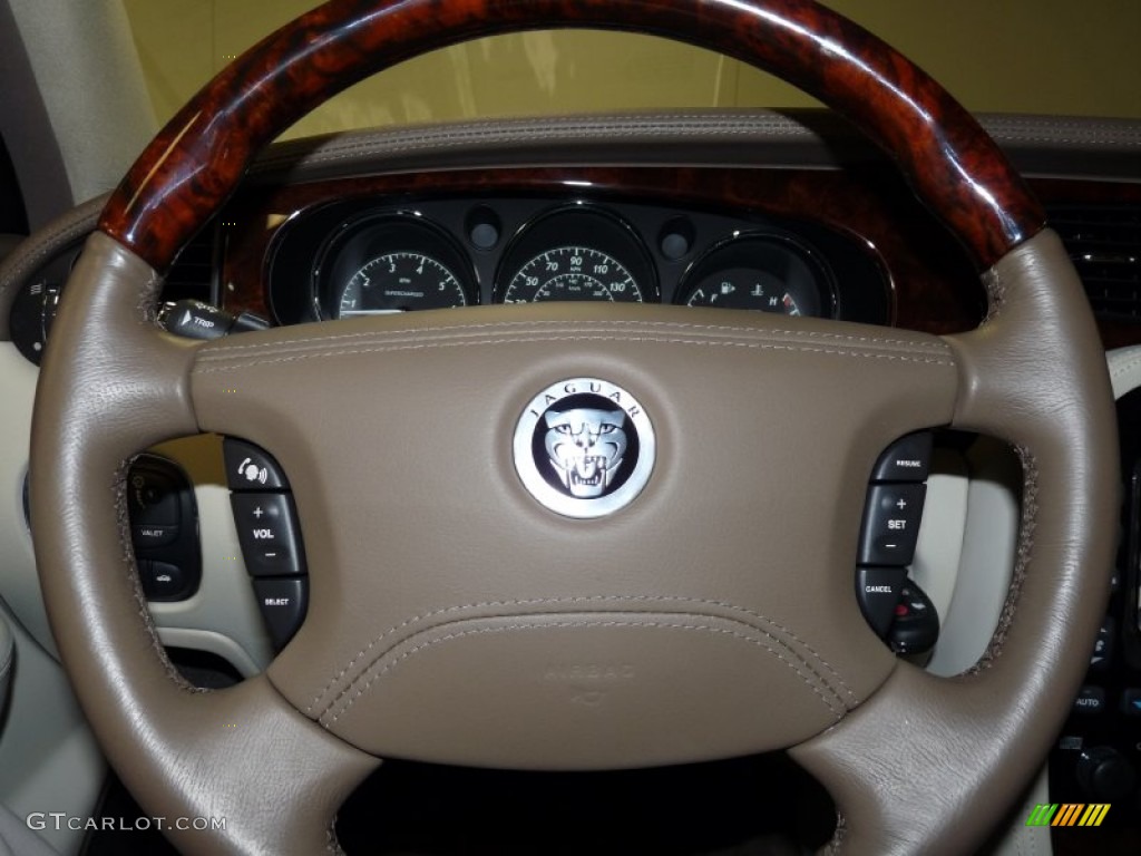 2008 Jaguar XJ Super V8 Ivory/Mocha Steering Wheel Photo #57337933