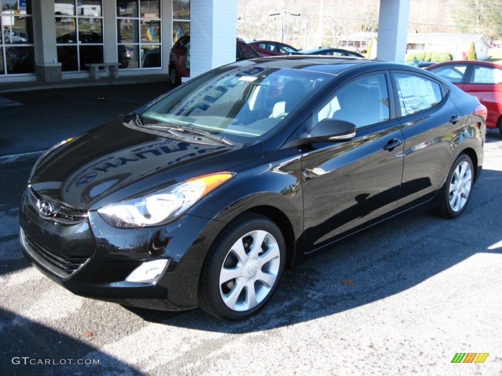 2012 Elantra Limited - Black Noir Pearl / Gray photo #2