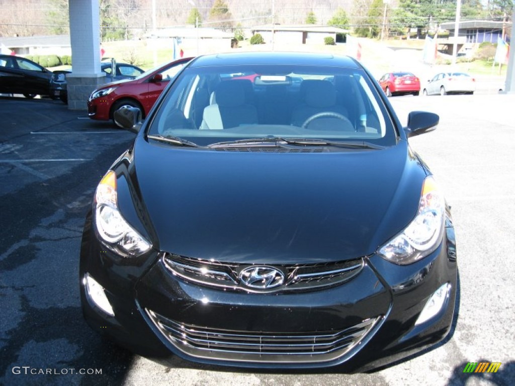 2012 Elantra Limited - Black Noir Pearl / Gray photo #3