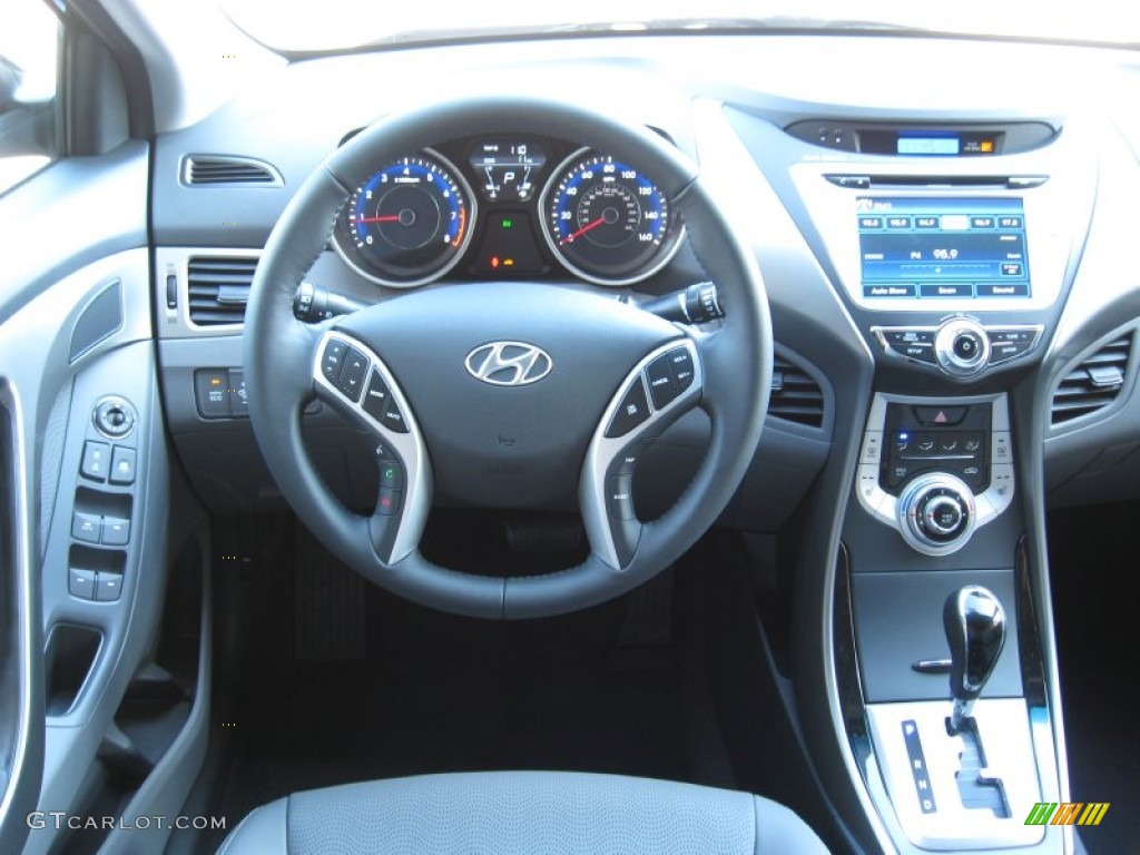 2012 Elantra Limited - Black Noir Pearl / Gray photo #22