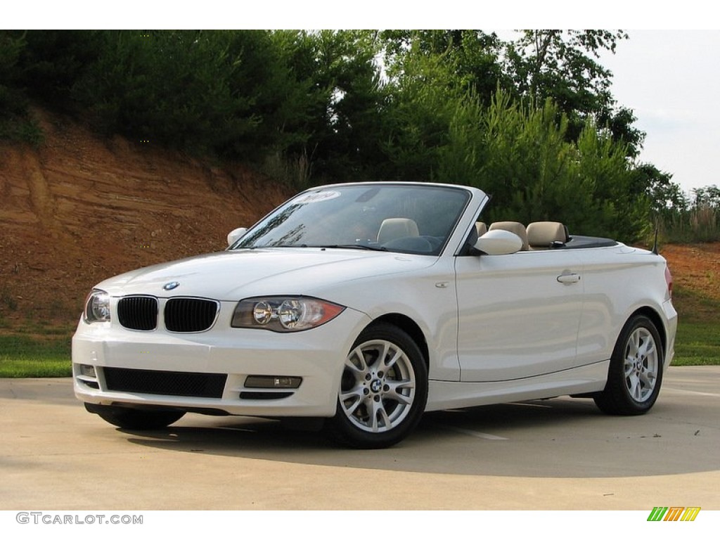 2009 1 Series 128i Convertible - Alpine White / Savanna Beige/Black Boston Leather photo #2