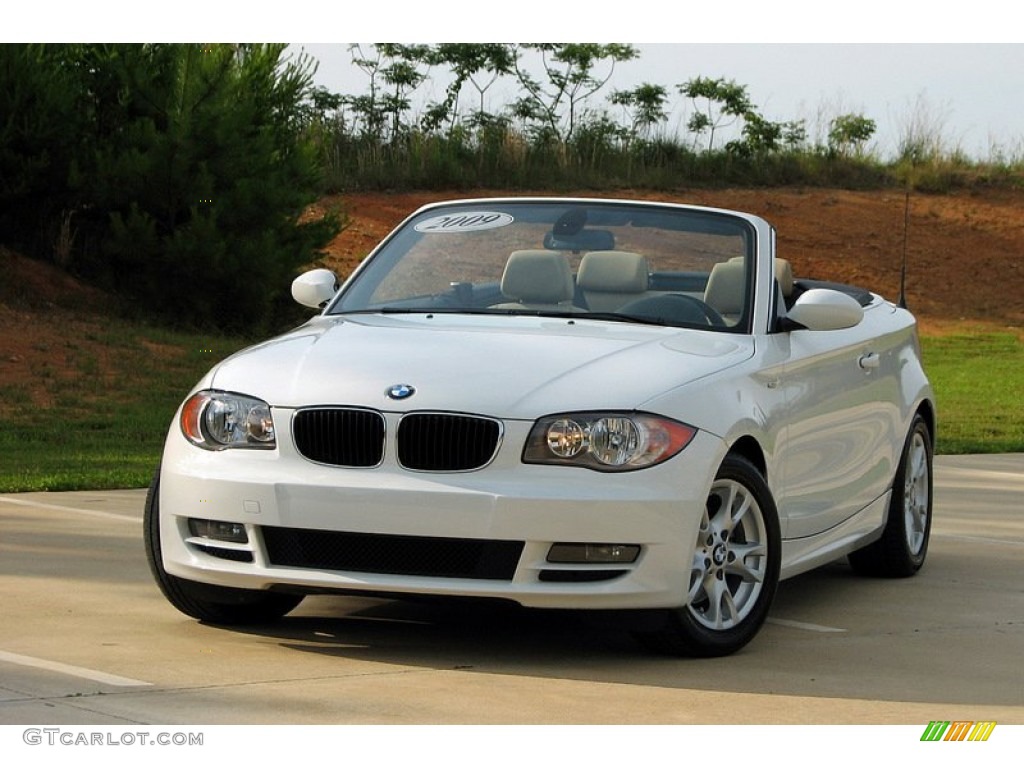 2009 1 Series 128i Convertible - Alpine White / Savanna Beige/Black Boston Leather photo #3