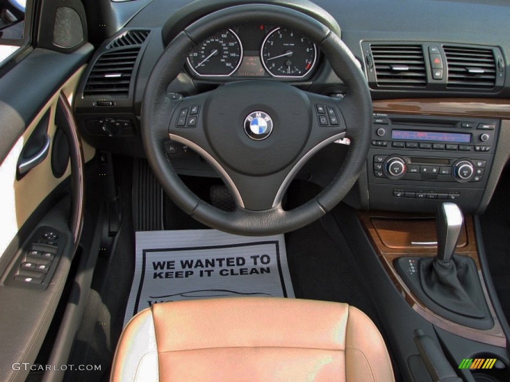2009 BMW 1 Series 128i Convertible Savanna Beige/Black Boston Leather Dashboard Photo #57344005