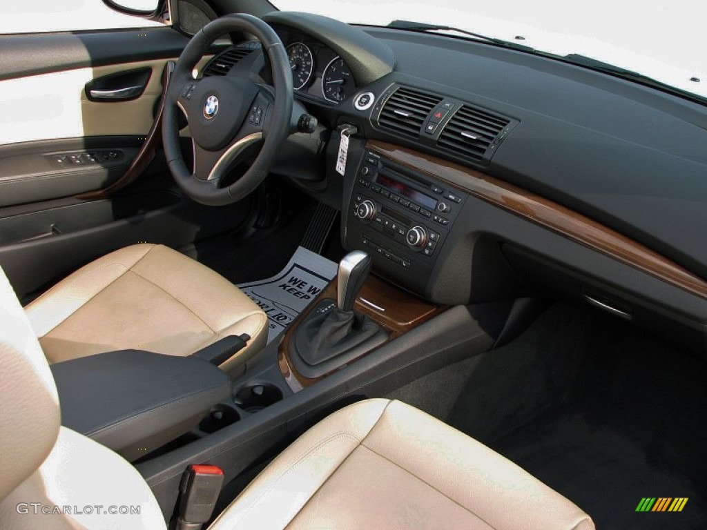2009 BMW 1 Series 128i Convertible Savanna Beige/Black Boston Leather Dashboard Photo #57344044