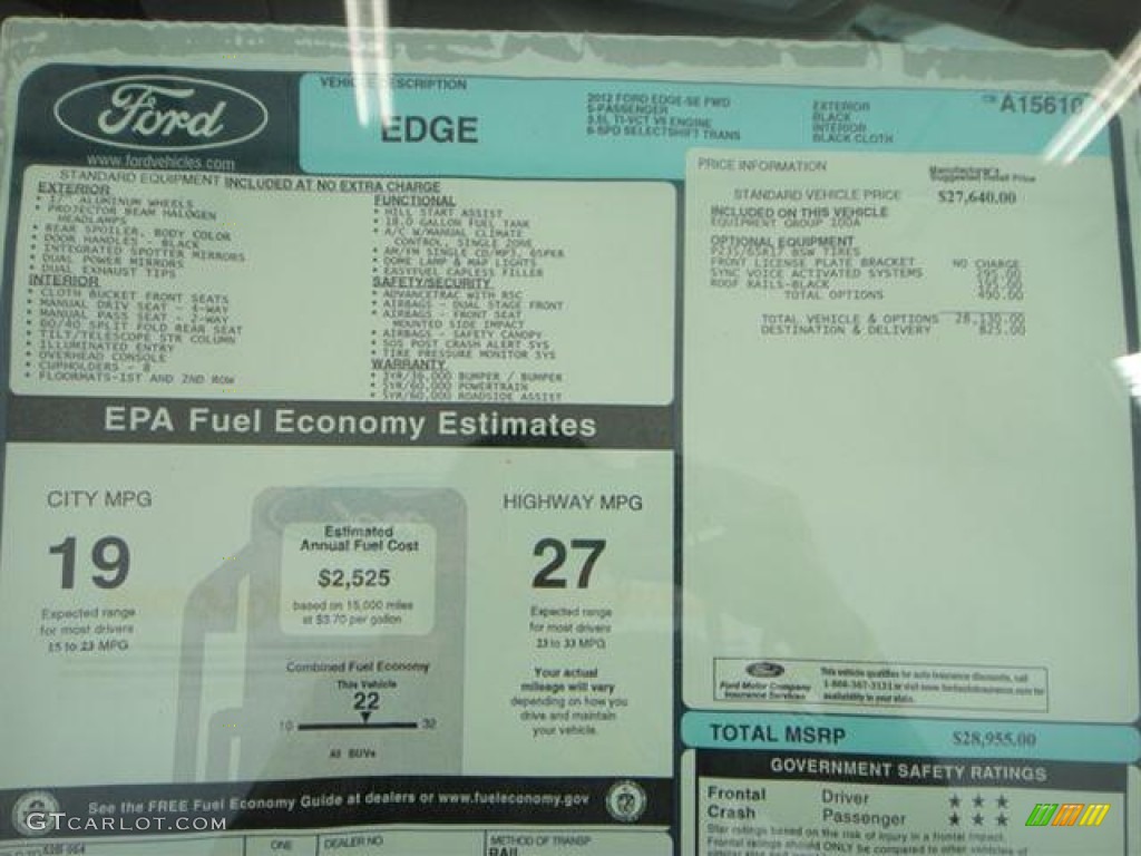 2012 Ford Edge SE Window Sticker Photo #57355945
