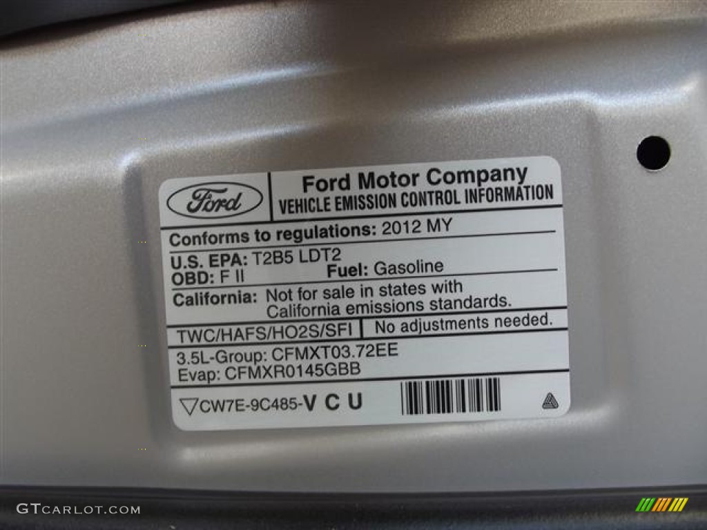 2012 Ford Edge SEL Info Tag Photo #57356720