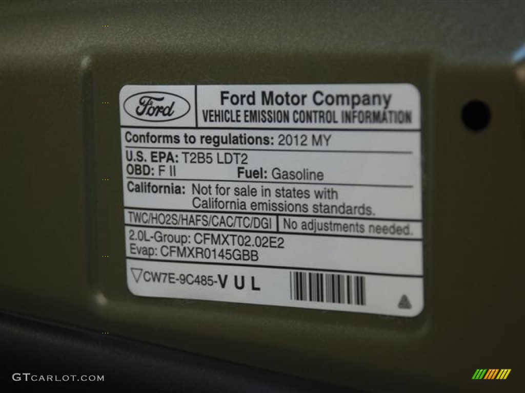 Emission Control Information 2012 Ford Edge SEL EcoBoost Parts