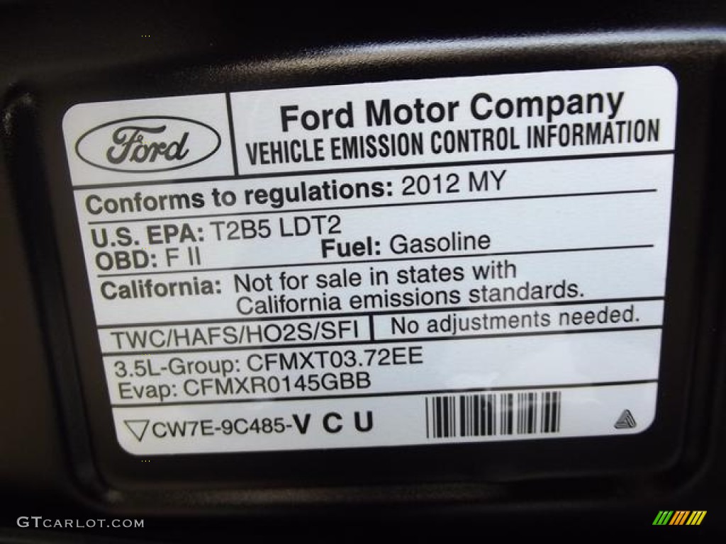 2012 Ford Edge SEL Info Tag Photo #57357653