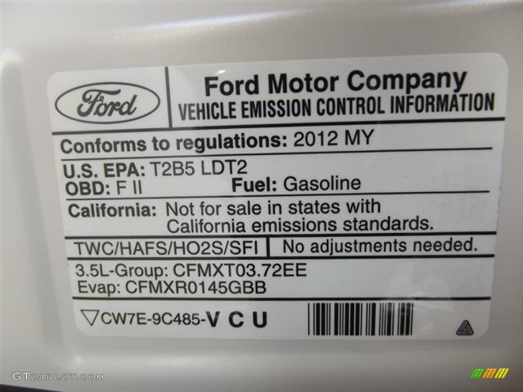2012 Ford Edge SE Info Tag Photo #57357834