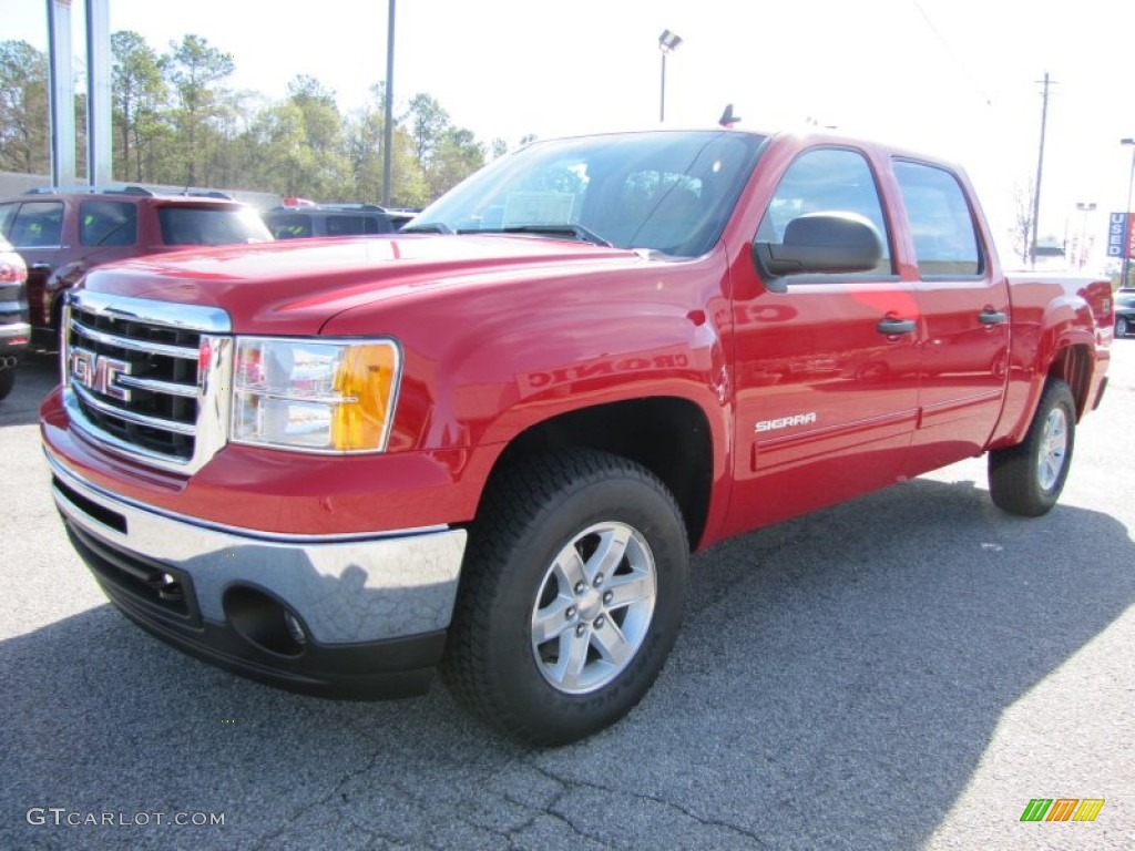 2012 Sierra 1500 SLE Crew Cab 4x4 - Fire Red / Cocoa/Light Cashmere photo #3