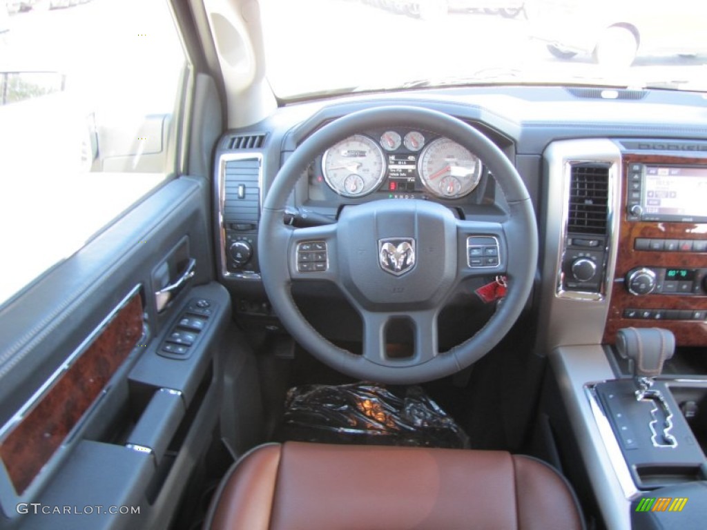 2012 Ram 1500 Laramie Longhorn Crew Cab 4x4 - Black / Dark Slate Gray/Russet photo #19