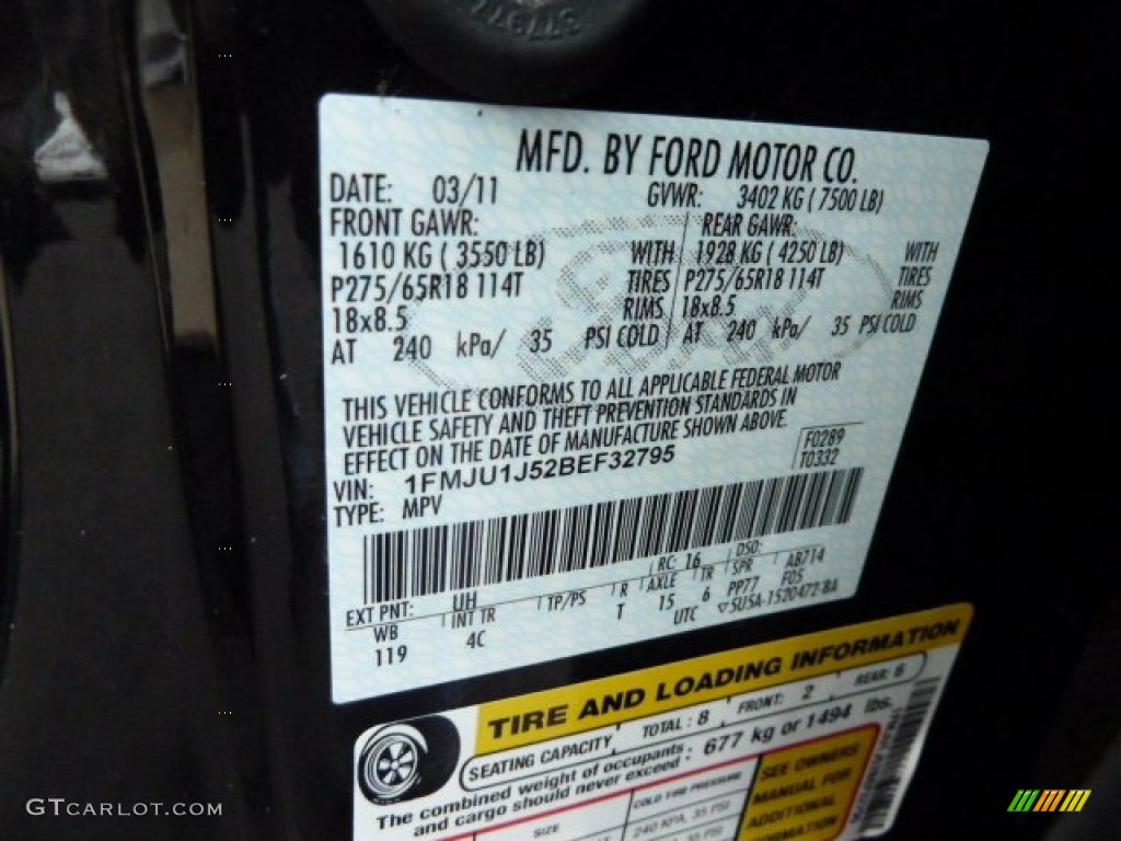 2011 Expedition Color Code UH for Tuxedo Black Metallic Photo #57364508