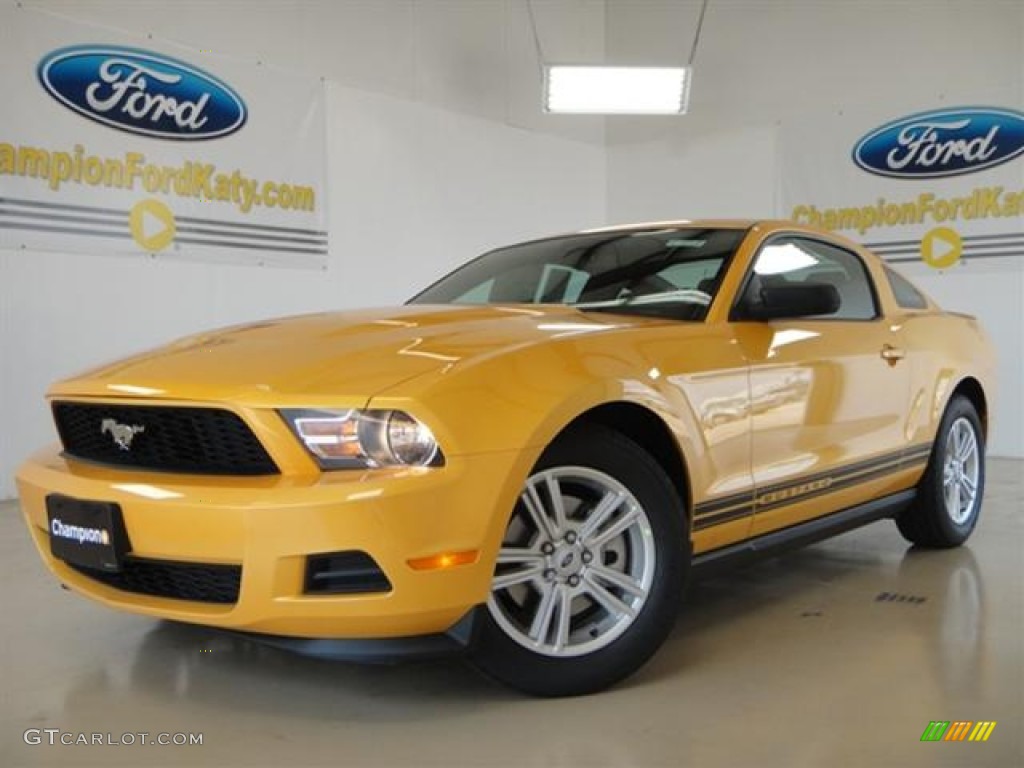 2012 Mustang V6 Coupe - Yellow Blaze Metallic Tri-Coat / Charcoal Black photo #1