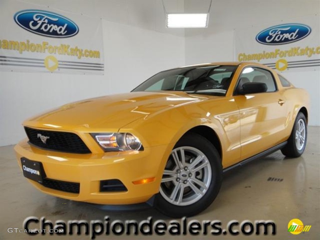 2012 Mustang V6 Coupe - Yellow Blaze Metallic Tri-Coat / Charcoal Black photo #1