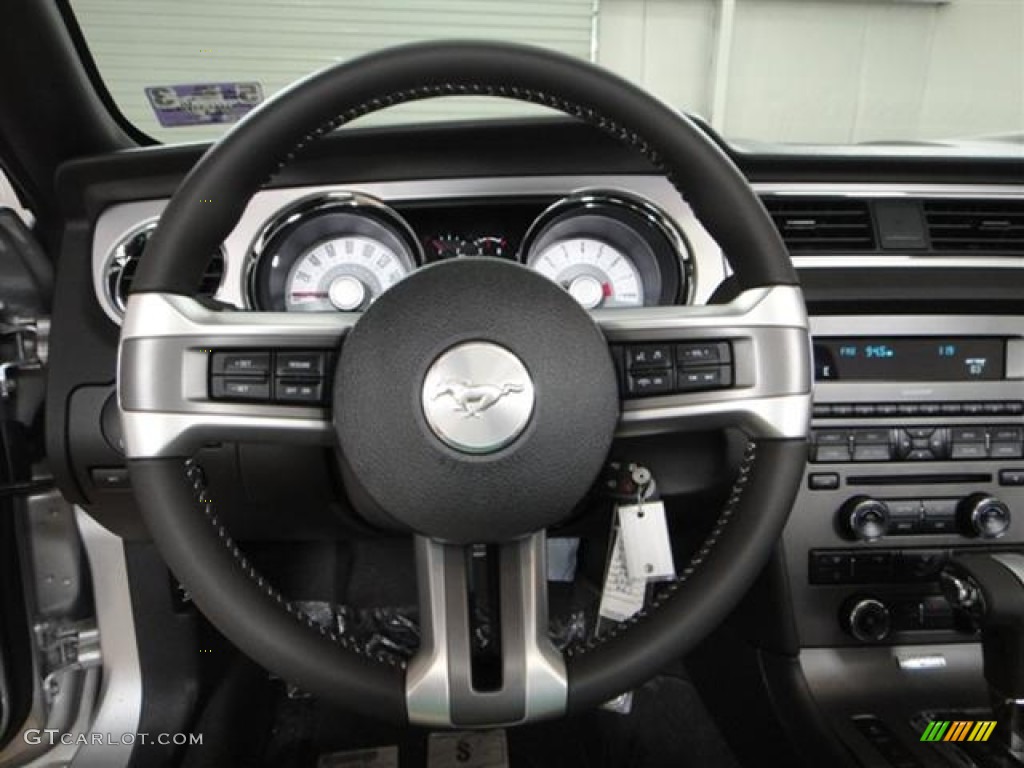 2012 Ford Mustang GT Premium Convertible Charcoal Black Steering Wheel Photo #57365160