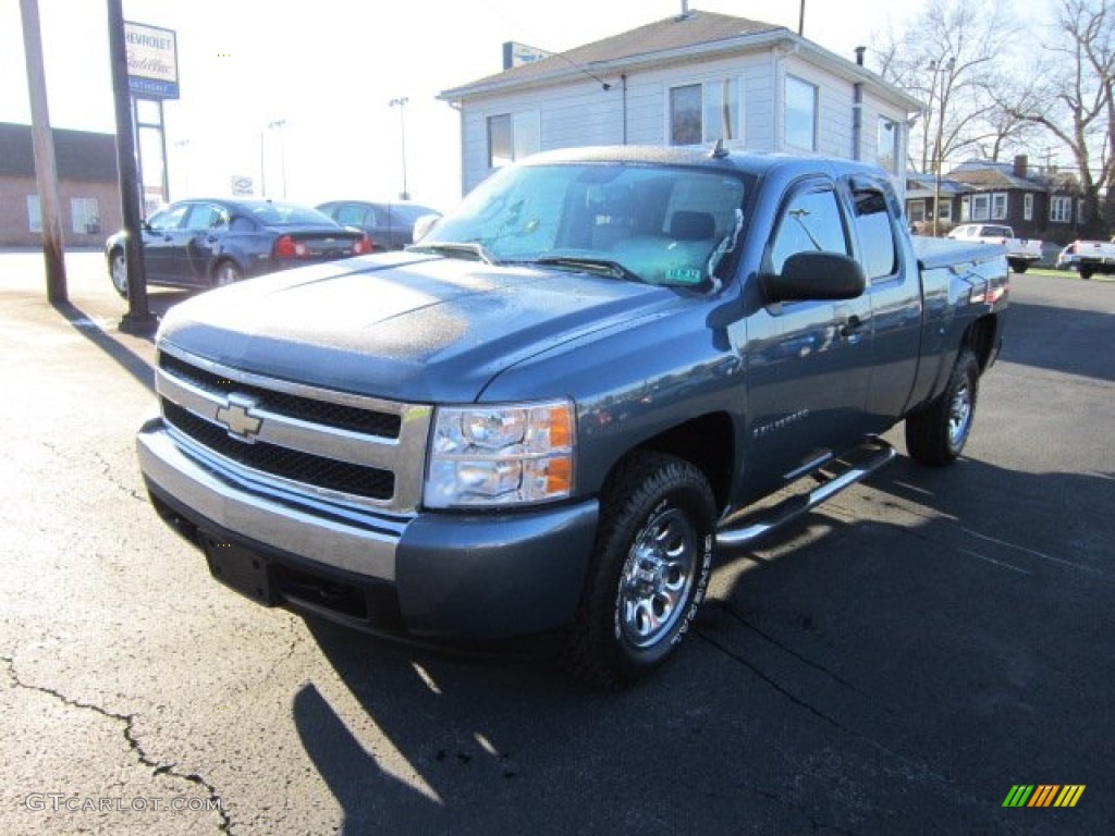 2008 Silverado 1500 LS Extended Cab 4x4 - Blue Granite Metallic / Dark Titanium photo #3