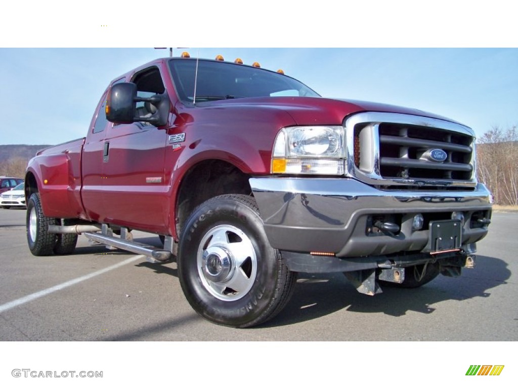 Dark Toreador Red Metallic 2004 Ford F350 Super Duty XLT SuperCab 4x4 Dually Exterior Photo #57369305