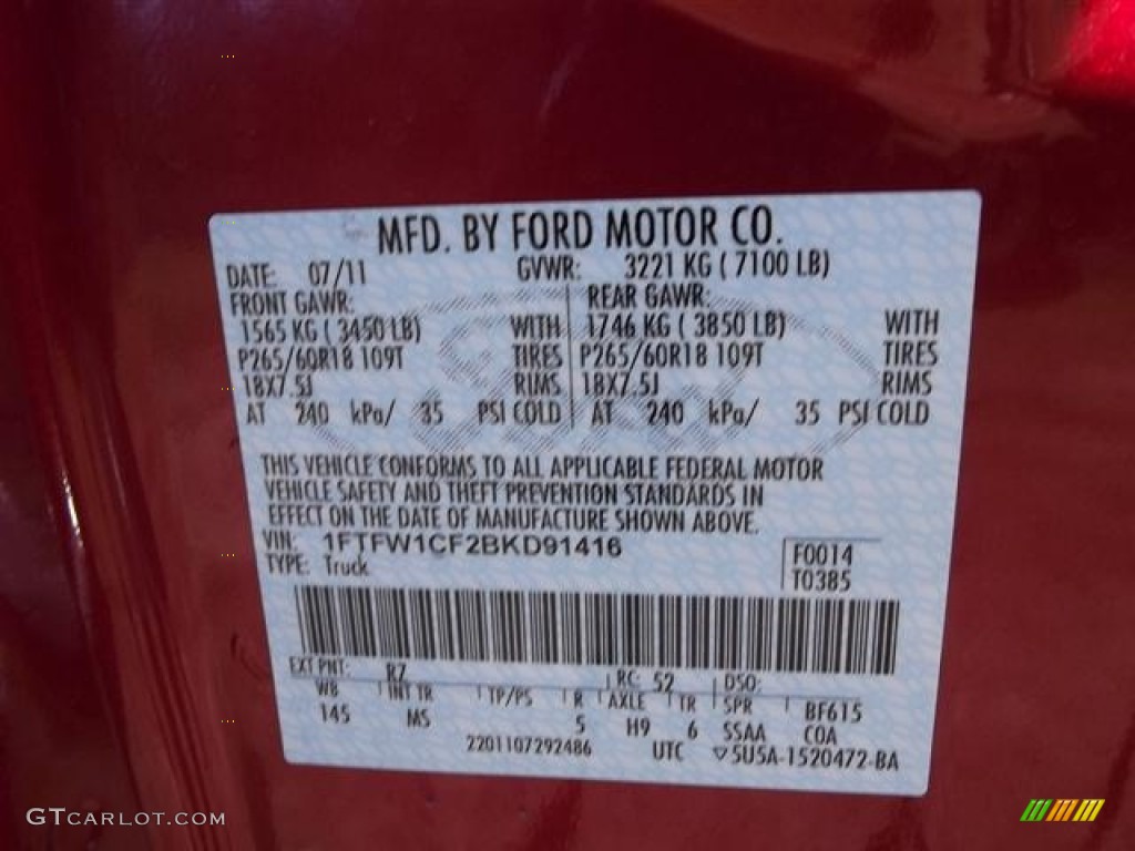 2011 F150 XLT SuperCrew - Red Candy Metallic / Steel Gray photo #24