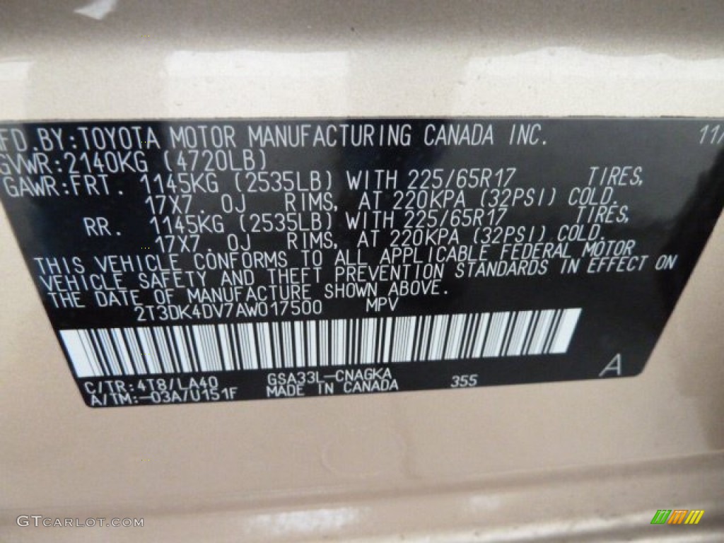 2010 RAV4 Color Code 4T8 for Sandy Beach Metallic Photo #57371915
