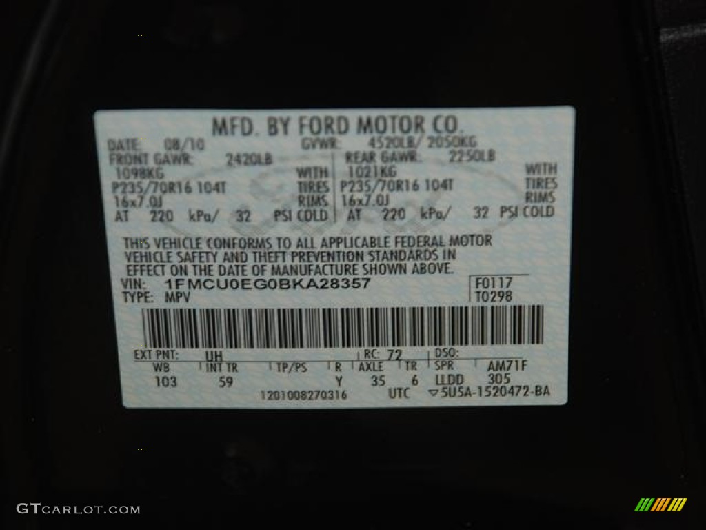 2011 Escape Limited V6 - Tuxedo Black Metallic / Charcoal Black photo #20