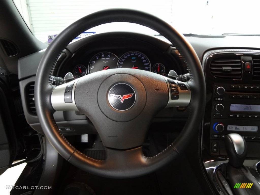 2011 Chevrolet Corvette Grand Sport Coupe Ebony Black Steering Wheel Photo #57375227