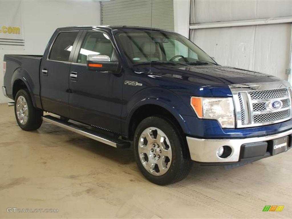 2010 F150 Lariat SuperCrew - Dark Blue Pearl Metallic / Tan photo #3