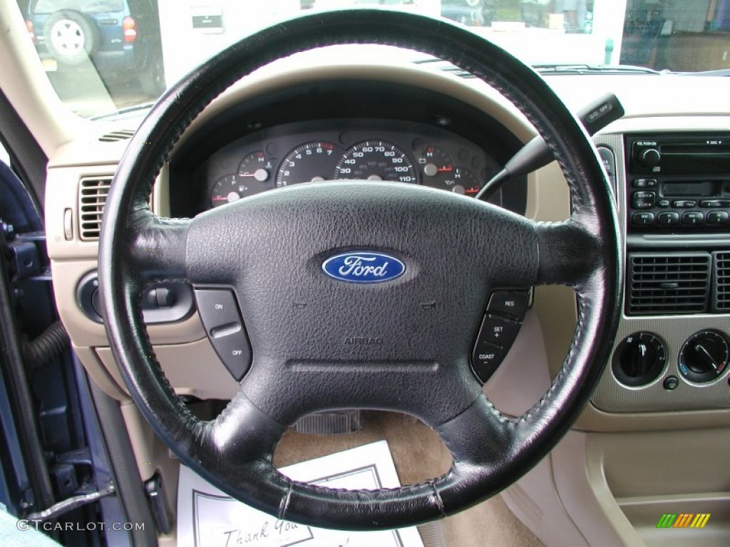 2003 Ford Explorer XLT 4x4 Medium Parchment Beige Steering Wheel Photo #57379118